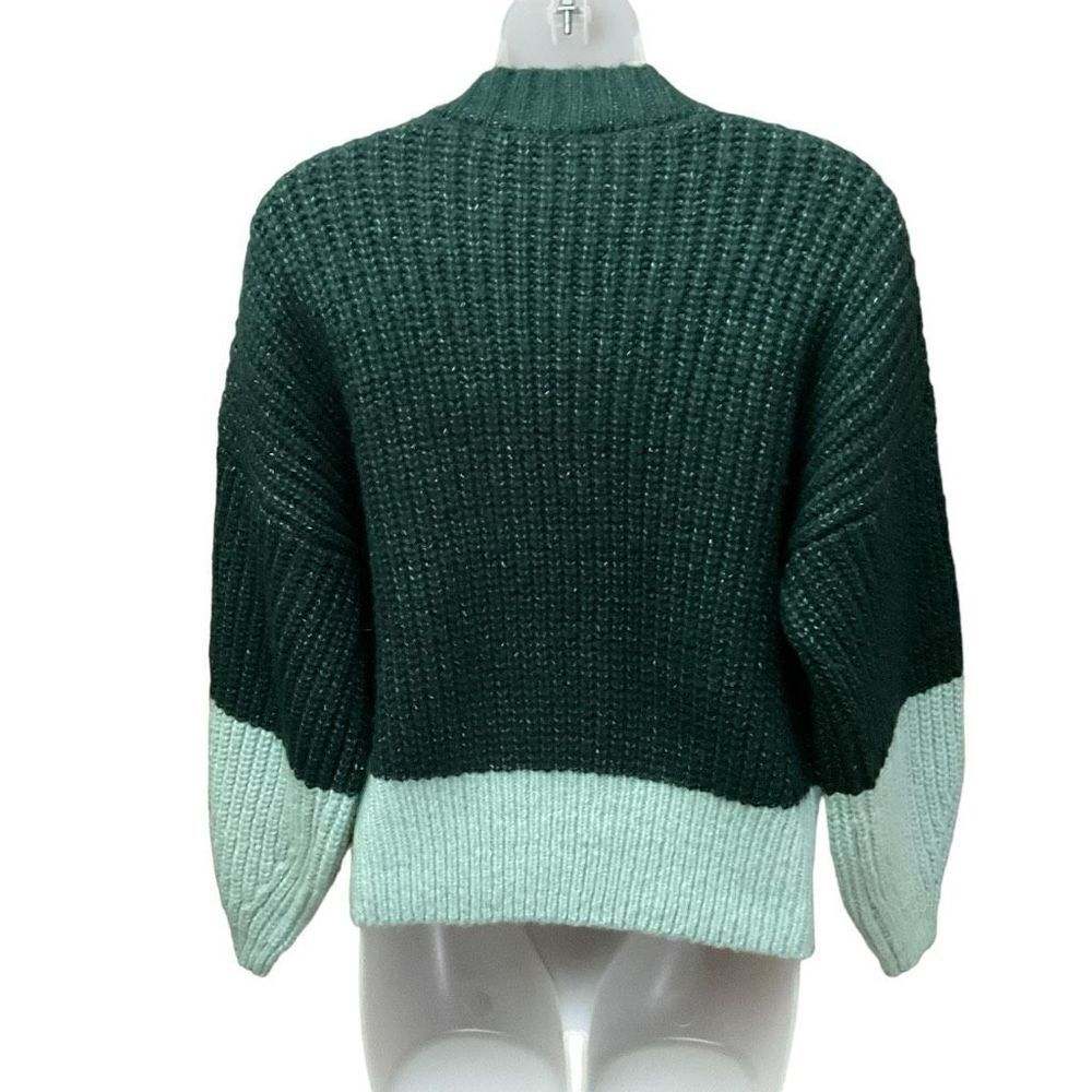 Elodie Sweater Color Block Mock Neck Hunter Mint Green Dolman Sleeves Small - Picture 2 of 11